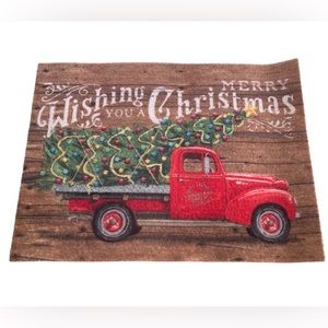 Christmas Red Truck door mat 18” x 24” NWOT